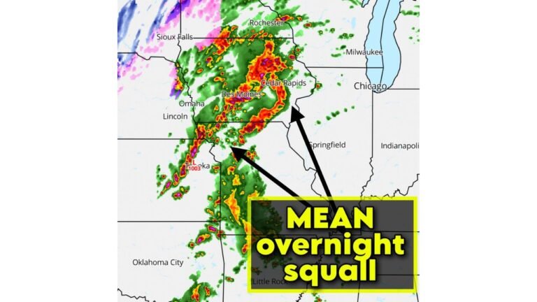 Overnight Squall Line Roars From Kansas Through Iowa Toward Illinois With 60–70 MPH Winds and Possible Spin-Up Tornadoes