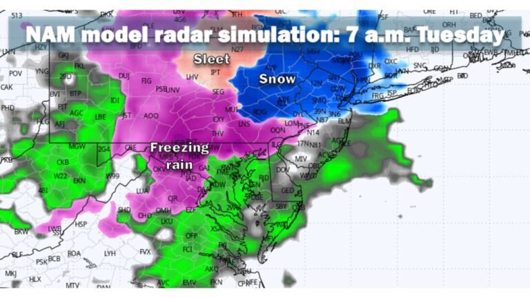 Pennsylvania, Maryland, Virginia and New Jersey Now Expected to Avoid Major Snow as Early-Week Wintry Threat Shifts Toward Brief Tuesday Morning Mix