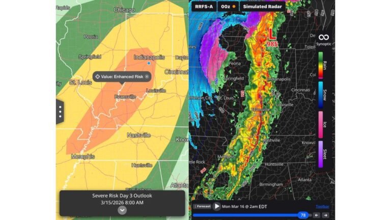 Rare Day 3 Enhanced Risk Issued for Chicago, St. Louis, Indianapolis and Memphis as Powerful Squall Line Threatens Widespread Wind Damage and Embedded Tornadoes Sunday Night