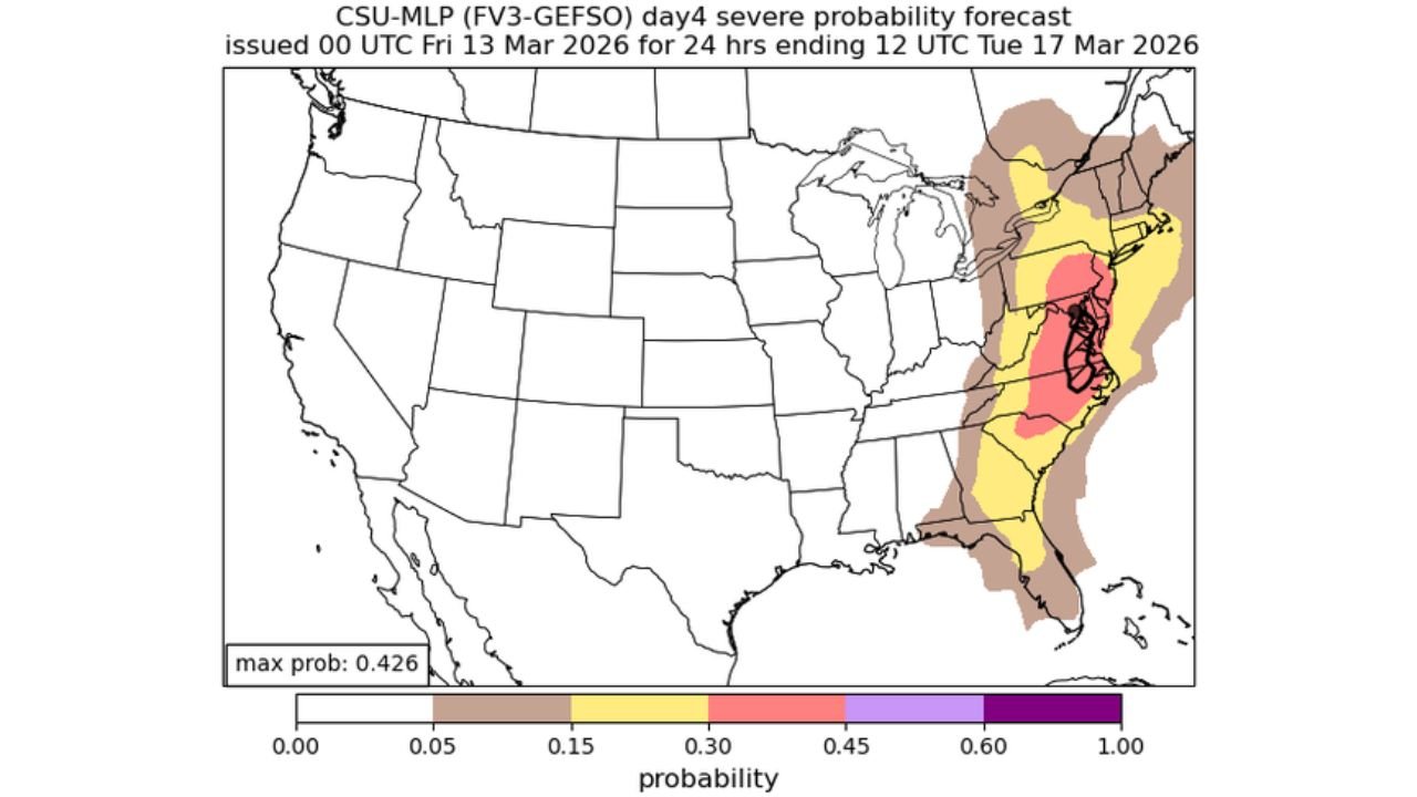 Rare Day 4 Enhanced Risk Issued for Washington DC and Northern Virginia as Powerful Jet and Cold Front Signal Damaging Wind and Tornado Potential Monday