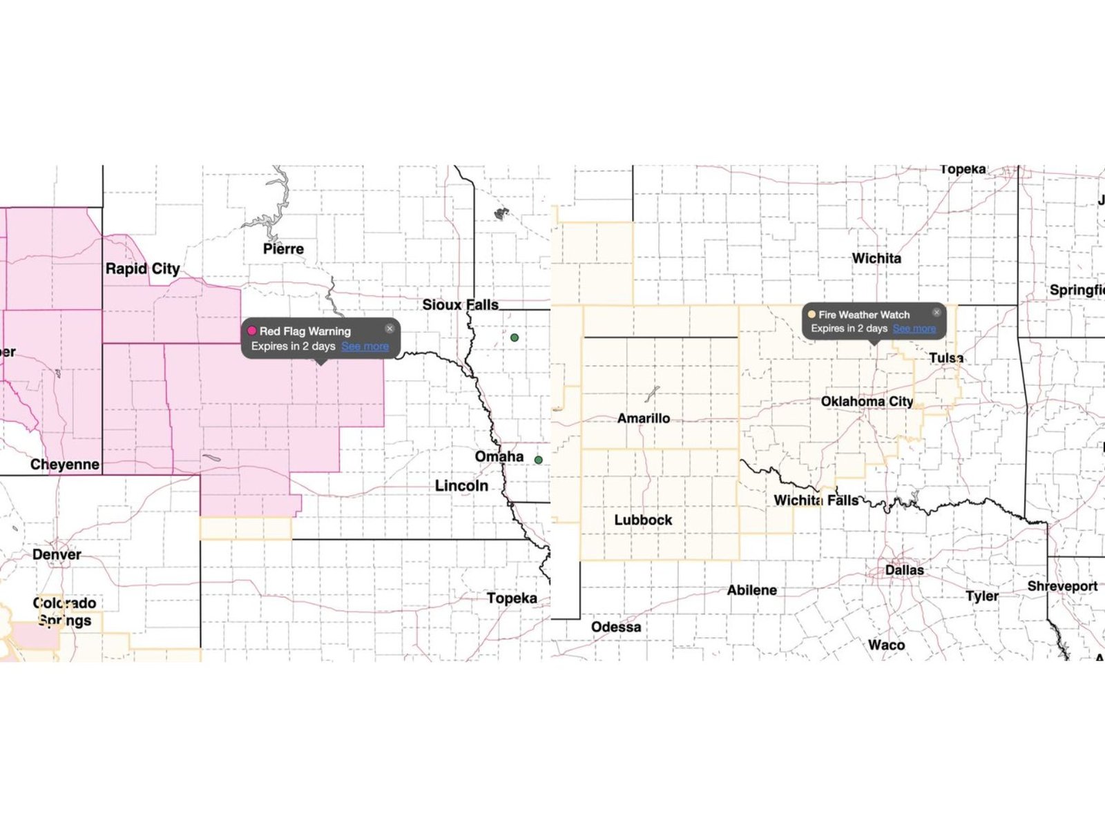Red Flag Warnings in South Dakota, Nebraska and Wyoming and Fire Weather Watch in Oklahoma Signal Escalating Fire Danger Across the Central Plains