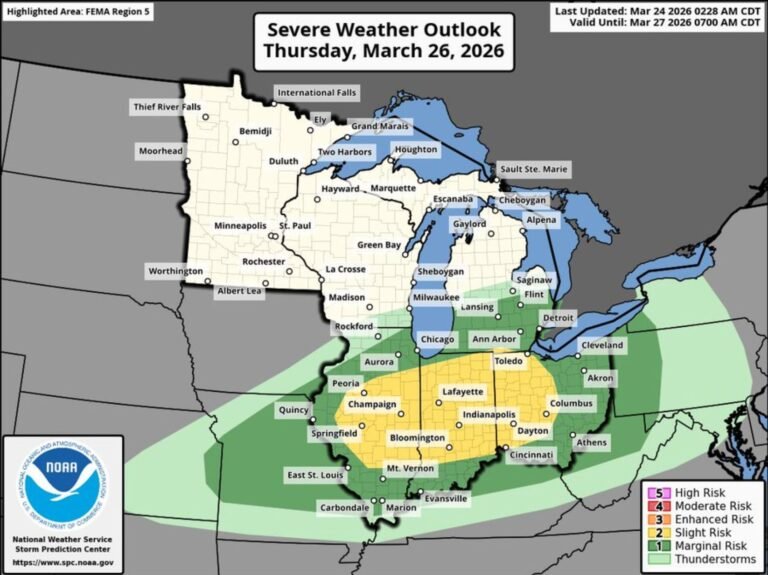 Severe Storm Threat Expands Across Illinois, Indiana and Ohio Thursday With Risk of Significant Large Hail and Supercell Development