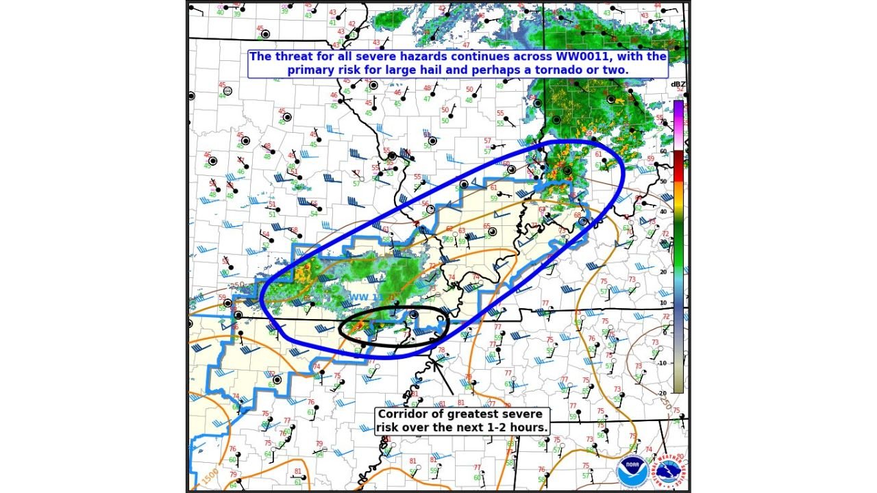 Severe Storms With Large Hail and Possible Tornadoes Target Missouri, Arkansas, Illinois and Indiana as SPC Issues Mesoscale Discussion for Ozarks Region