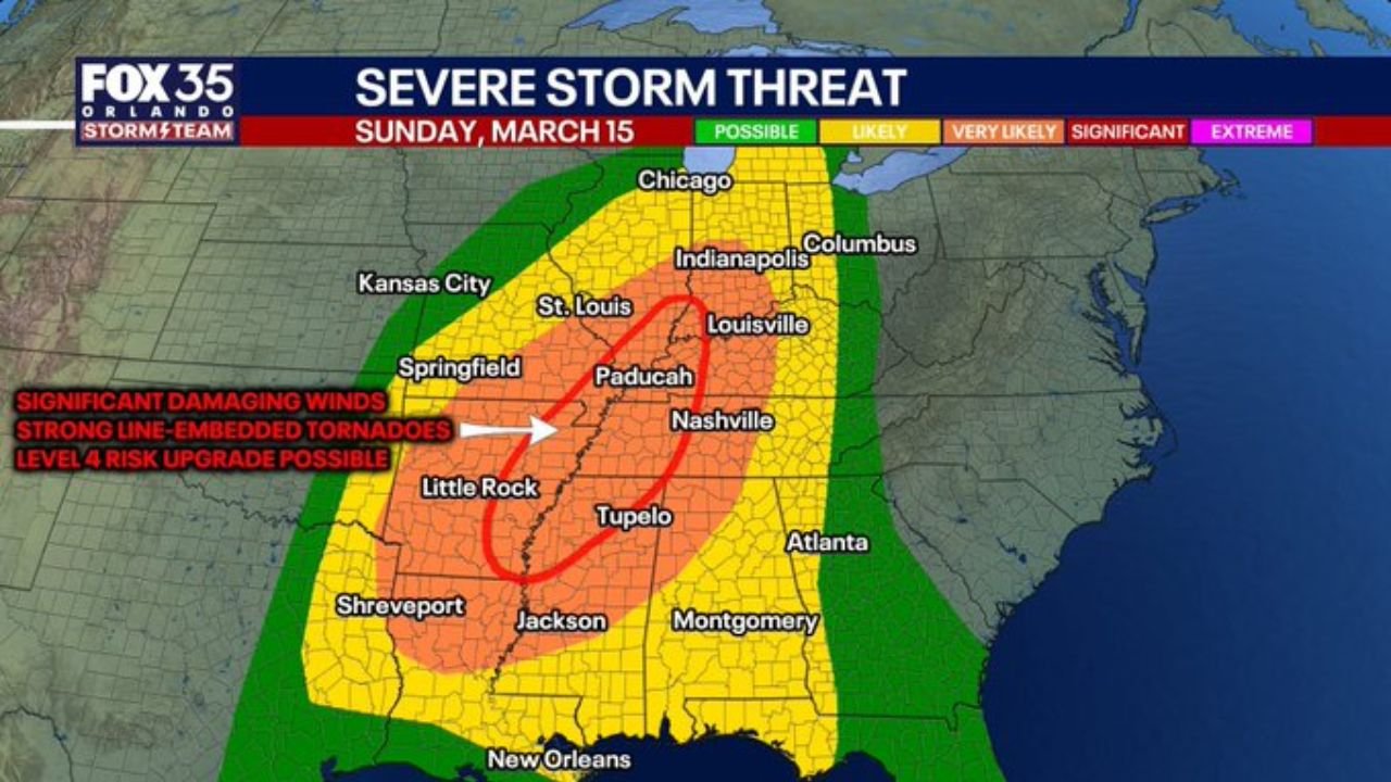 Significant Sunday Severe Weather Threat Intensifies Across Chicago, St. Louis, Memphis and Little Rock as 70+ MPH Winds and Strong EF2+ Tornadoes Become Possible