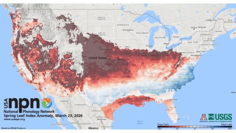 Spring Leaf-Out Running 10 to 20+ Days Early Across Illinois, Missouri, Kansas and Much of the Central United States