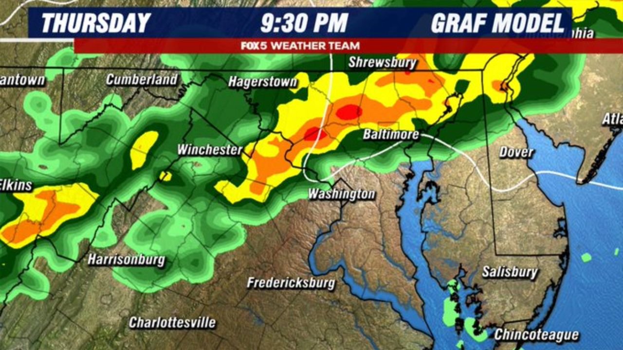 Springlike Thunderstorms Could Rumble Across Washington, Baltimore, and the Mid-Atlantic Thursday Evening as Forecast Models Signal Loud But Non-Severe Storms