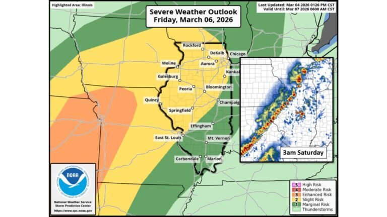 Strong Storm Line Could Sweep Across Chicago and Northern Illinois Friday Night With Damaging Winds, Hail, and Possible Tornadoes