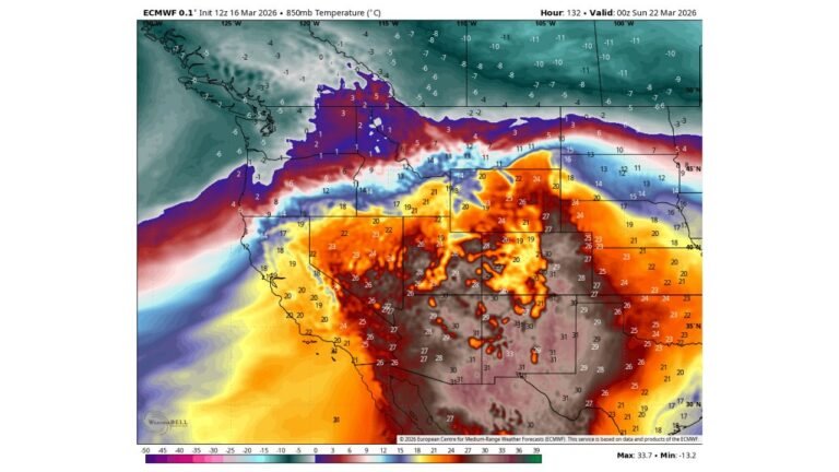 Texas, Arizona and New Mexico Facing Rare March Heat Surge as Southwest Braces for Record-Shattering 850mb Temperatures