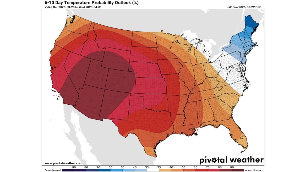 Texas, Colorado, Kansas, California and Arizona Lead United States Toward Hottest March on Record as 6–10 Day Heat Outlook Expands Into Early April