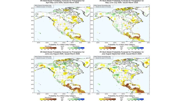 Texas, Gulf Coast and Southeast Face Increasing Drought Risk Into Summer 2026 as IRI Forecast Shows Persistent Below-Normal Rainfall Signals