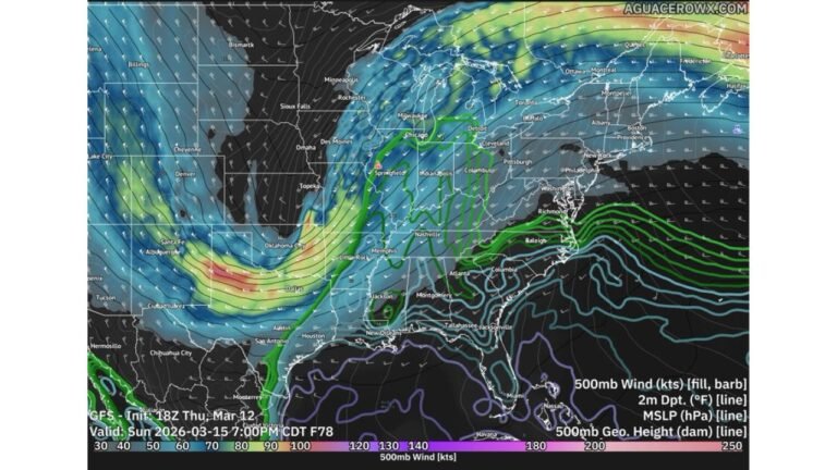 Texas, Louisiana, Mississippi, Alabama, Tennessee, Kentucky, Illinois, and Indiana Face Sunday Severe Storm Threat With Damaging Winds and Possible Tornadoes