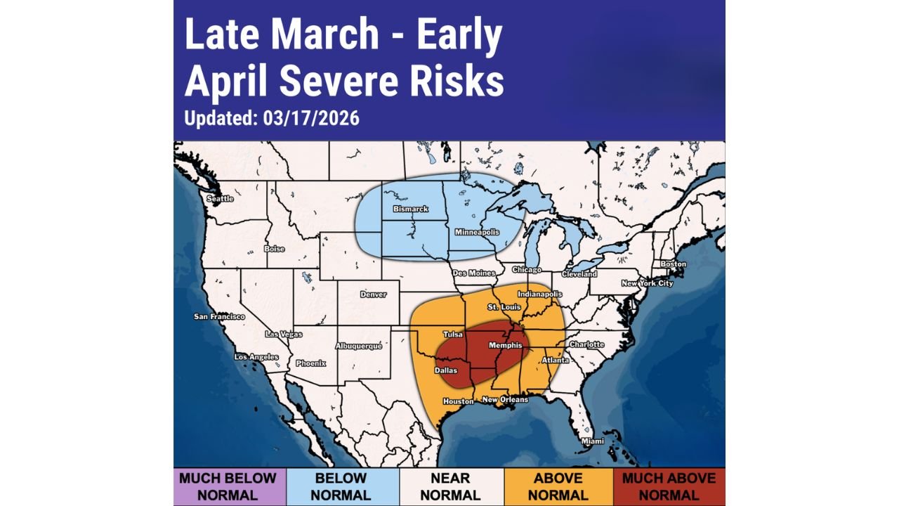 Texas, Louisiana, Mississippi and Tennessee Enter Dangerous Late March Severe Storm Zone as Deep South Faces Explosive Weather Pattern Shift
