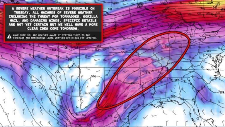 Texas Oklahoma Arkansas Missouri and Illinois Could See Major Severe Weather Outbreak Tuesday With Tornadoes Large Hail and Damaging Winds