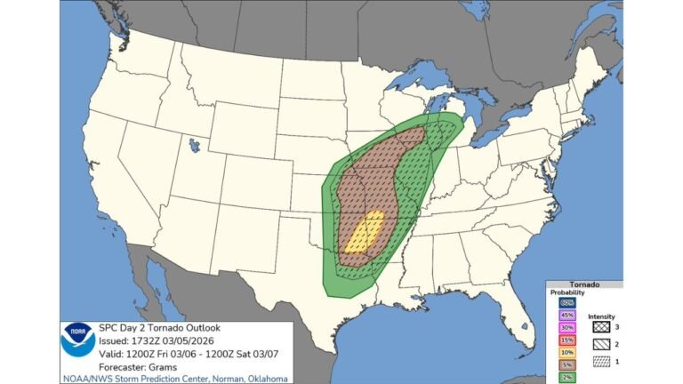 Texas, Oklahoma, Kansas, Missouri and Illinois Under Expanding Tornado Risk as New SPC Guidance Places 40 Million People in Potential Danger