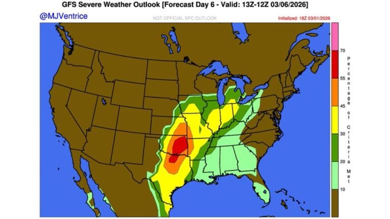 Texas, Oklahoma and Kansas Highlighted in First 2026 Severe Season Map as Elevated Thunderstorm Risk Targets the Southern Plains