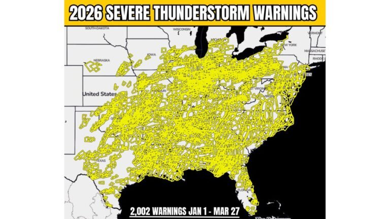 The United States Has Already Seen 2,002 Severe Thunderstorm Warnings in Just the First 87 Days of 2026 and the Most Active Storm Season Is Still Ahead