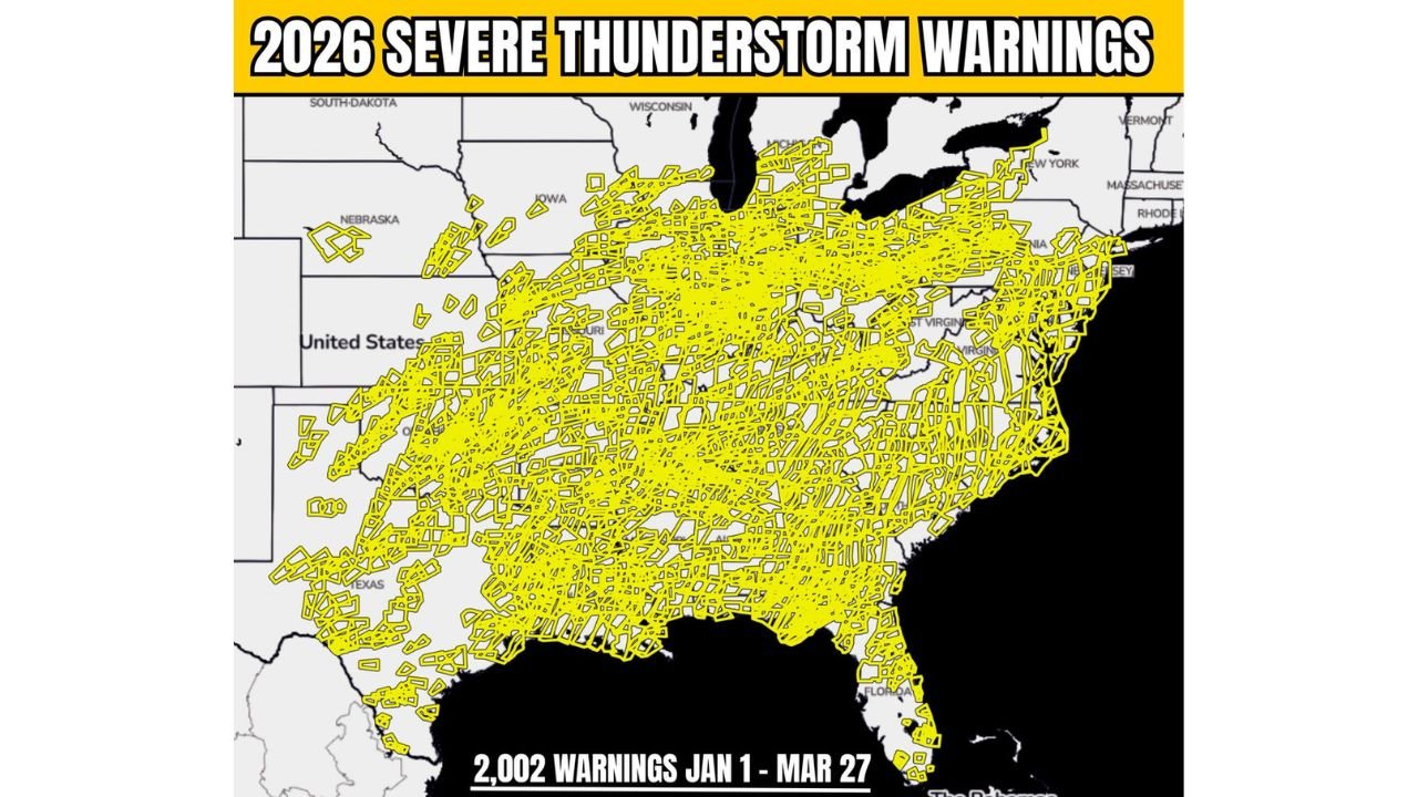 The United States Has Already Seen 2,002 Severe Thunderstorm Warnings in Just the First 87 Days of 2026 and the Most Active Storm Season Is Still Ahead