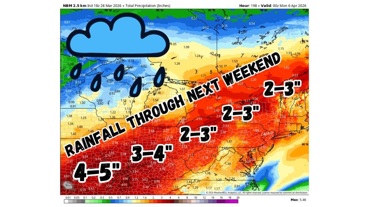 Three Back-to-Back Storm Systems Are Targeting Alabama, Tennessee and the Carolinas April 1–6 With 4–5 Inches of Rainfall Possible and Flooding Risk Growing Across the Southeast