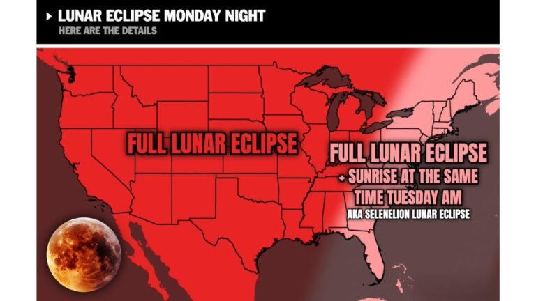 Total Lunar Eclipse to Turn Moon Blood Red Over Illinois, Texas, California and Most of the United States Monday Night Into Tuesday Morning