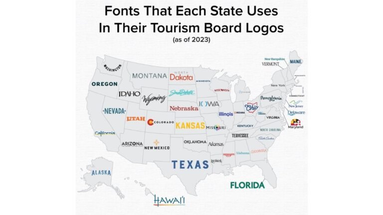 United States Tourism Branding Breakdown Shows How California, Texas, Florida, Illinois and New York Use Distinct Fonts to Define Identity
