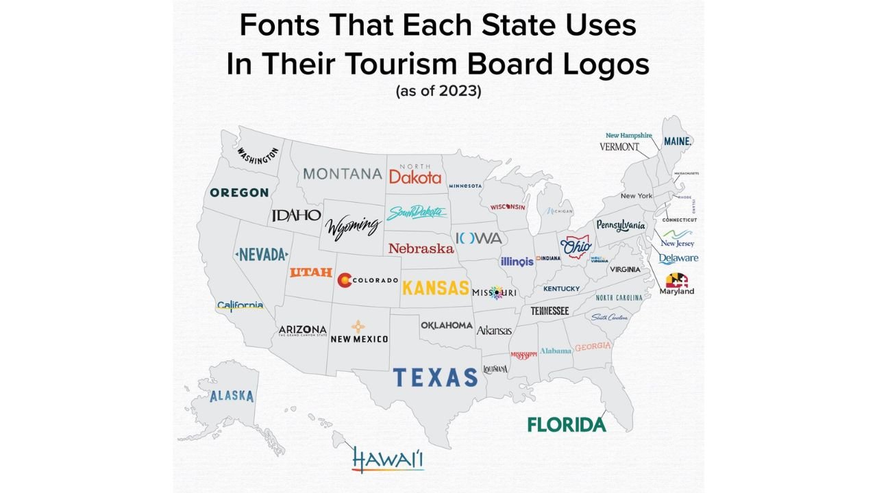 United States Tourism Branding Breakdown Shows How California, Texas, Florida, Illinois and New York Use Distinct Fonts to Define Identity