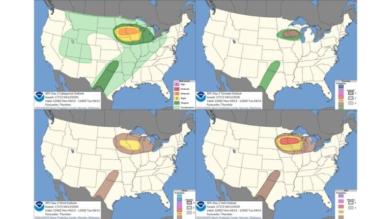 SPC Upgrades Monday's Risk to Enhanced Level Across the Upper Midwest as Large Hail, Damaging Winds and a Significant Tornado Threat Target Minnesota, Wisconsin, Iowa and Northern Illinois