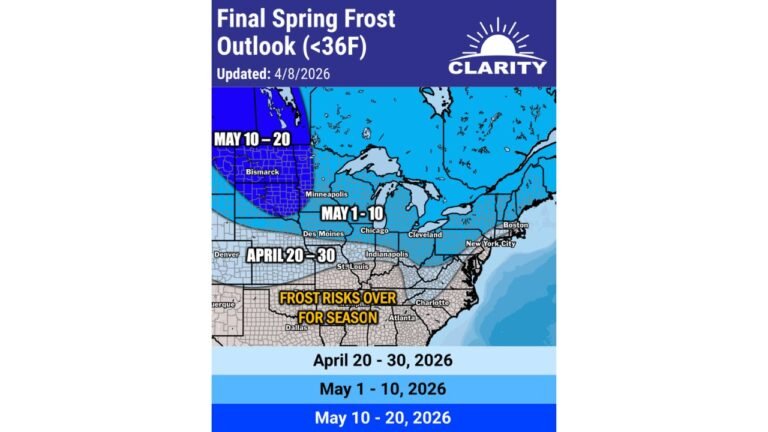 Frost Is Not Done Yet as the Final Spring Frost Outlook Warns Chicago, Indianapolis, Cleveland and New York City Face Below 36 Degree Temperatures Through Mid-May While Dallas and Atlanta Are Finally in the Clear