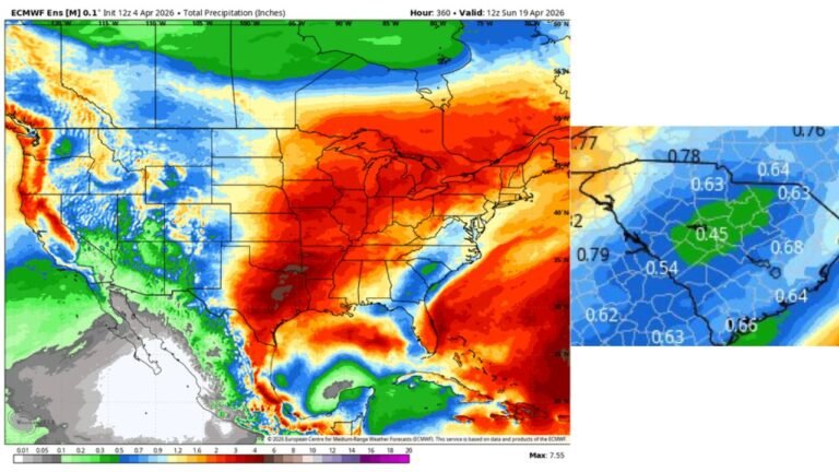 Atlanta, Charlotte and Raleigh Sit in a Rain “Dead Zone” While Chicago, St. Louis and Detroit Soak Up Heavy April Moisture