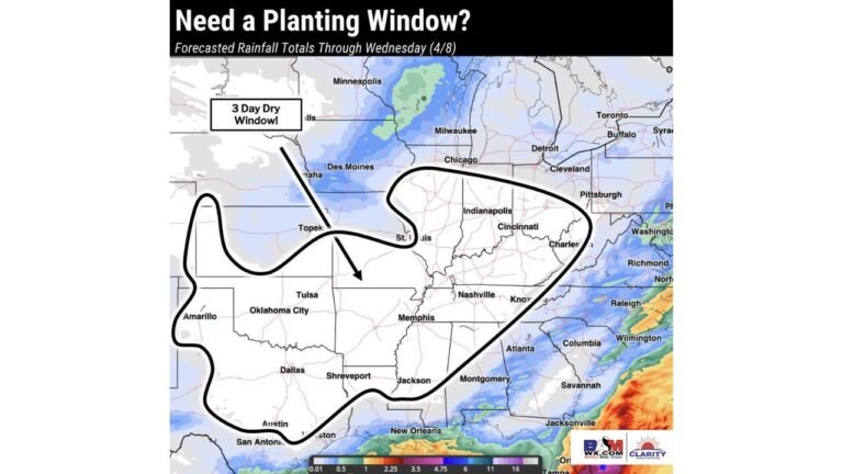 Chicago, Indianapolis and St Louis See Rare 3-Day Dry Window as Planting Conditions Improve Across Midwest and Plains