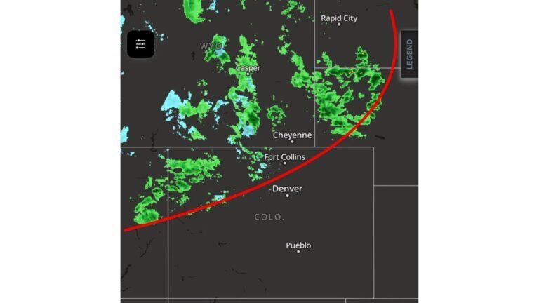 Colorado and Wyoming See Increasing Showers and Isolated Thunderstorms as Cold Front Pushes Through Denver Cheyenne and Casper With Mountain Snow in Northern Zones