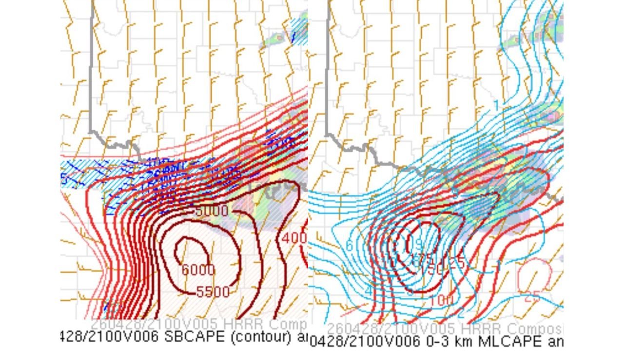 Extreme Instability Readings Near Wichita Falls Signal a Dangerous Tornado and Giant Hail Threat as Moderate Risk Pushes Into Dallas-Fort Worth Tuesday Evening