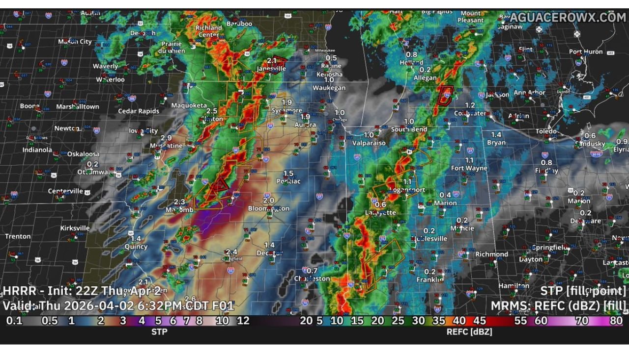 Illinois, Indiana and Wisconsin Hit by Intensifying Evening Storm Line With Damaging Winds Rising and Tornado Risk Still Lingering Near Chicago and Rockford
