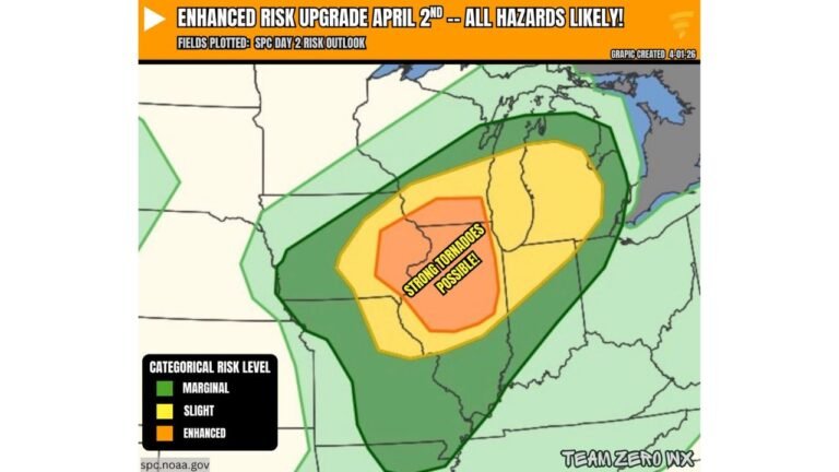 Illinois, Iowa and Wisconsin Placed Under Enhanced Risk April 2 as Storm Prediction Center Warns of Strong Tornadoes, Damaging Winds and Large Hail