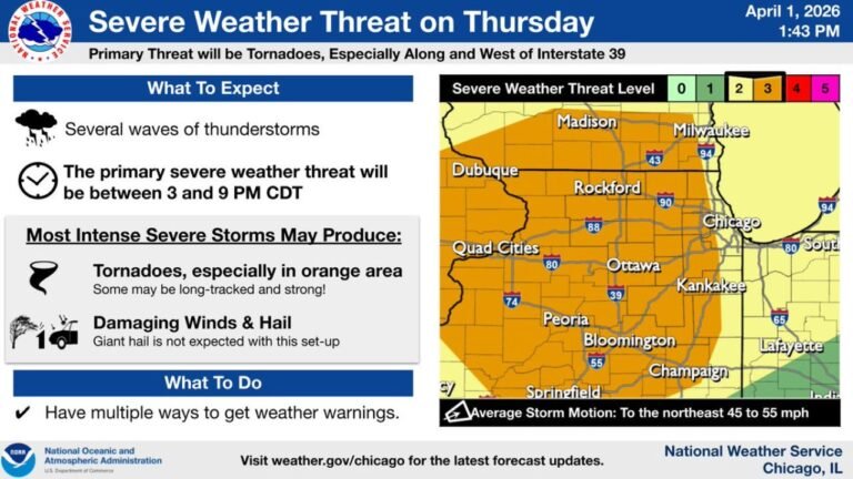 Illinois Wisconsin and Iowa Residents Urged To Prepare As Tornado Threat Targets Areas Along And West Of I 39 Thursday Afternoon
