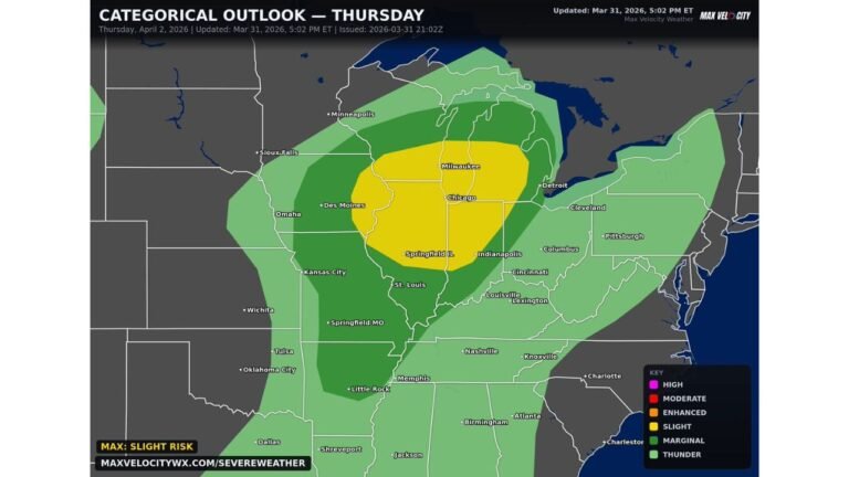 Iowa, Illinois, Indiana and Missouri Face a Very Significant Severe Weather Day Thursday April 2 With Strong Tornadoes on the Table if Skies Clear in Time Across the Chicago, Des Moines and Indianapolis Corridors