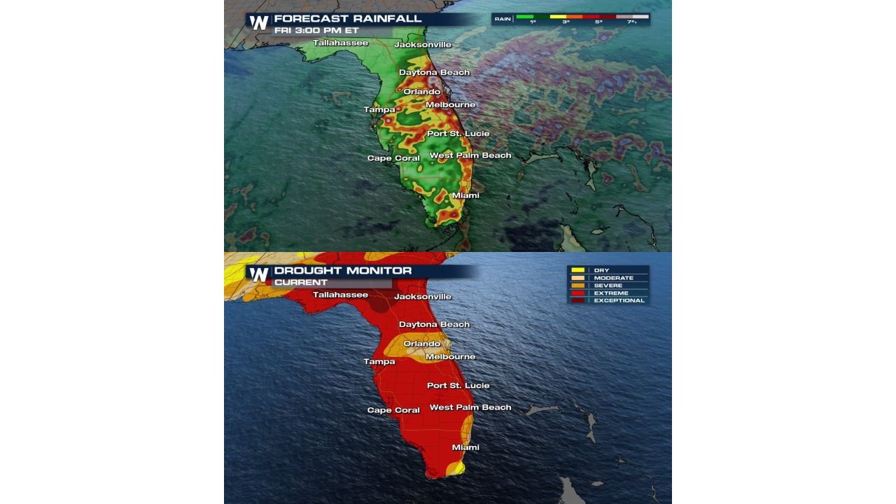 Miami Orlando Tampa And Jacksonville Florida Finally See Drought Relief As Heavy Rain System Targets State With Flooding Risks Late Week