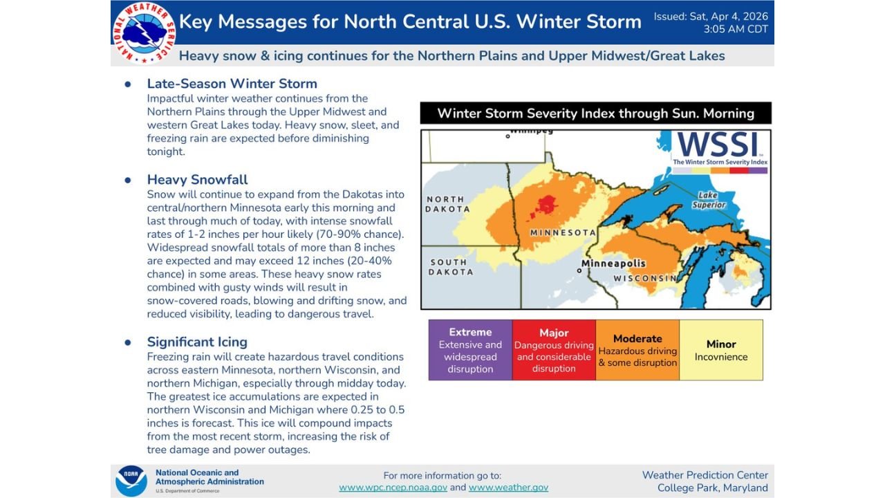 Minneapolis, Duluth and Green Bay Brace for Heavy Snow and Ice as Late-Season Winter Storm Sweeps Upper Midwest and Great Lakes