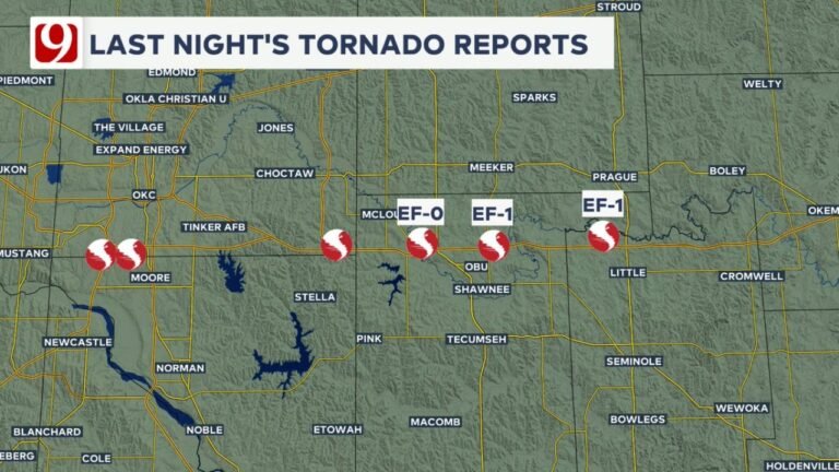 Oklahoma City, Shawnee and Little Confirmed in Friday Night Tornado Surveys as EF-1 and EF-0 Storm Damage Reports Continue Across Metro