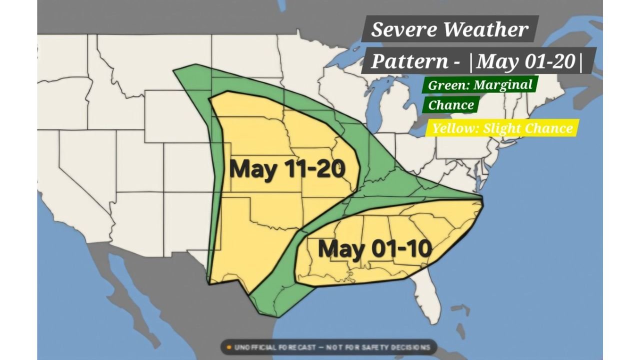 Severe Weather Pattern Shifts to the Southeast United States for Early May Before Returning to the Plains in the Second Half of the Month