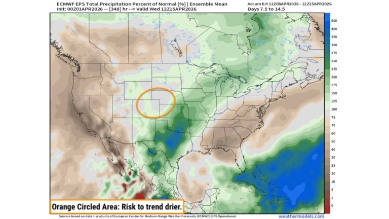 Southern Plains See Surge in Rainfall While Western Plains Face Growing Dryness Risk Heading Into Mid-April Pattern Shift