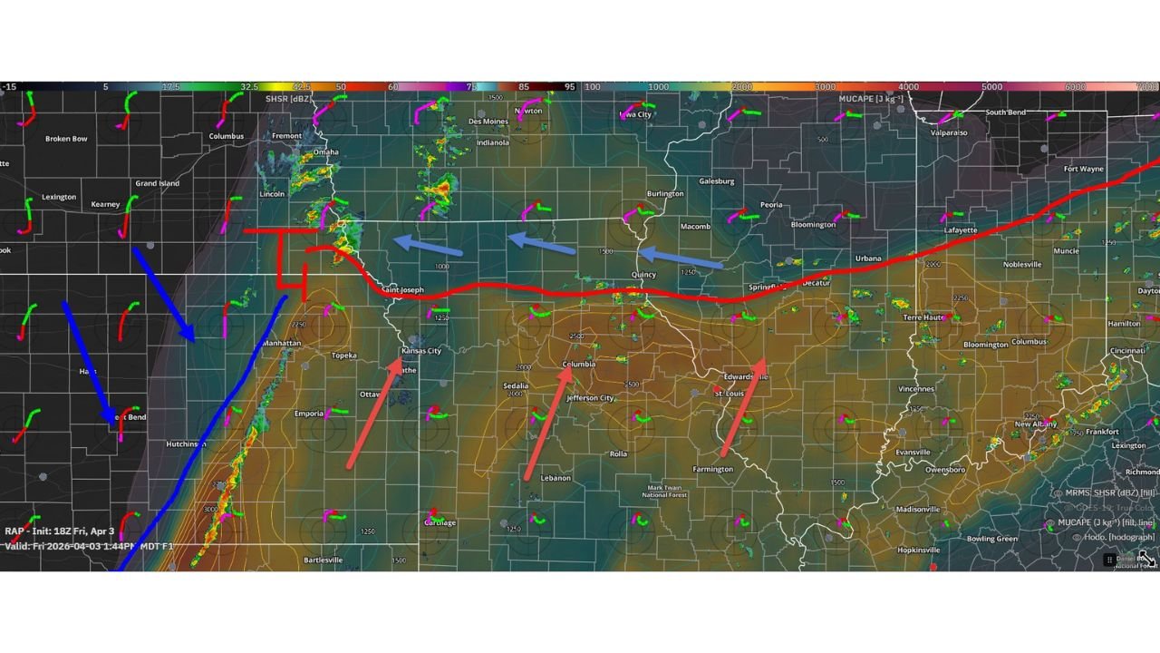 St. Louis, Columbia, Quincy and Springfield Brace for Rapid Storm Development as Warm Front Ignites Severe Weather Across Missouri and Illinois