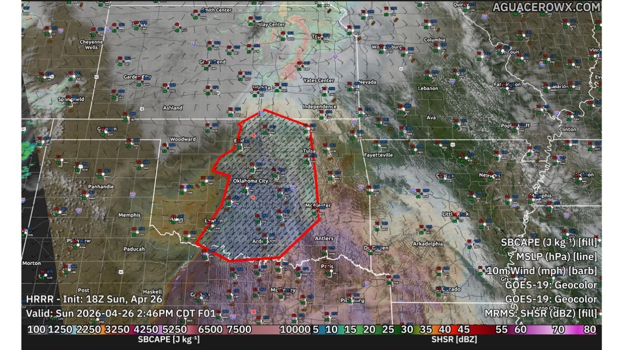 Supercell Thunderstorms With Several Tornadoes and Cyclic Nighttime Tornado Threat Target Central Oklahoma and Tulsa Sunday Afternoon Through Overnight