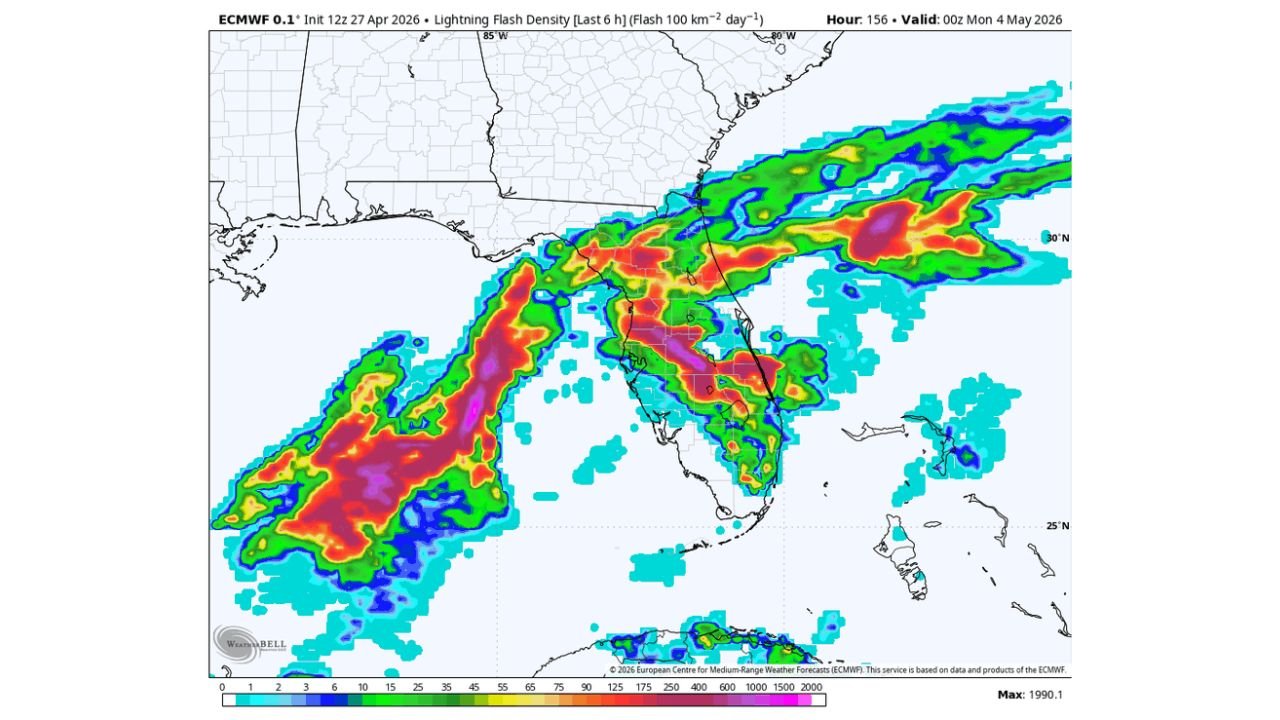 Surface Low Tracking Across Florida Could Bring Severe Storms and Heavy Rain to the Drought-Stricken Peninsula by Sunday May 3