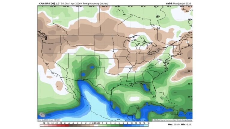Texas and the Southern Plains Are on Track for a Wetter and Cooler Summer Than Recent Years as Seasonal Rainfall Outlooks Show Above-Normal Precipitation Through August 2026