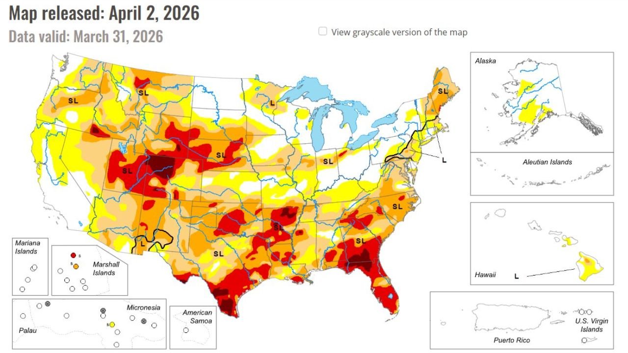 United States Drought Crisis Expands Nationwide With Severe Conditions Intensifying Across Intermountain West and Southern States