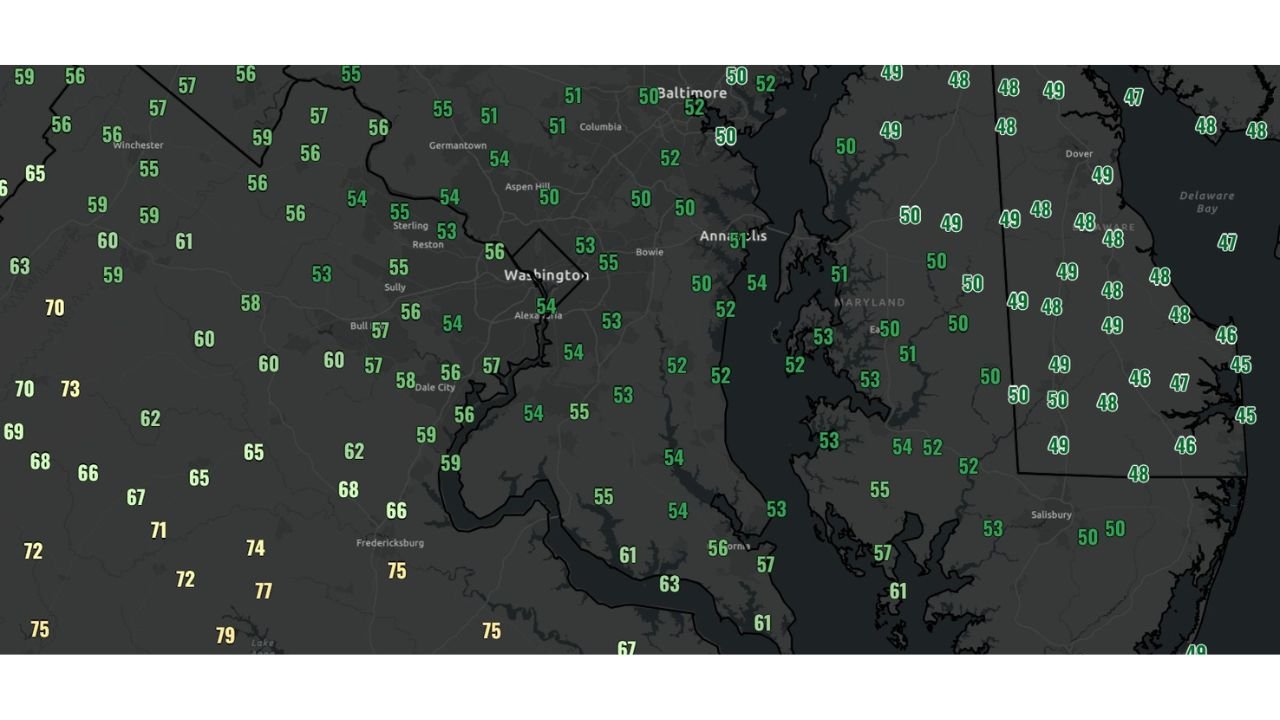 Virginia, Maryland and Washington DC Stuck in Sudden Spring Chill as Cold Air Wedge Drops Temperatures 30 Degrees While Nearby Areas Stay Warm