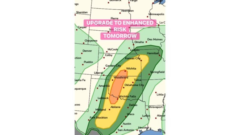 Western Oklahoma, Southern Kansas and Northwest Texas Face Enhanced Risk of Gorilla Hail and Evening Tornadoes as Supercells Target Wichita Falls, Oklahoma City and Wichita After 4 PM Wednesday