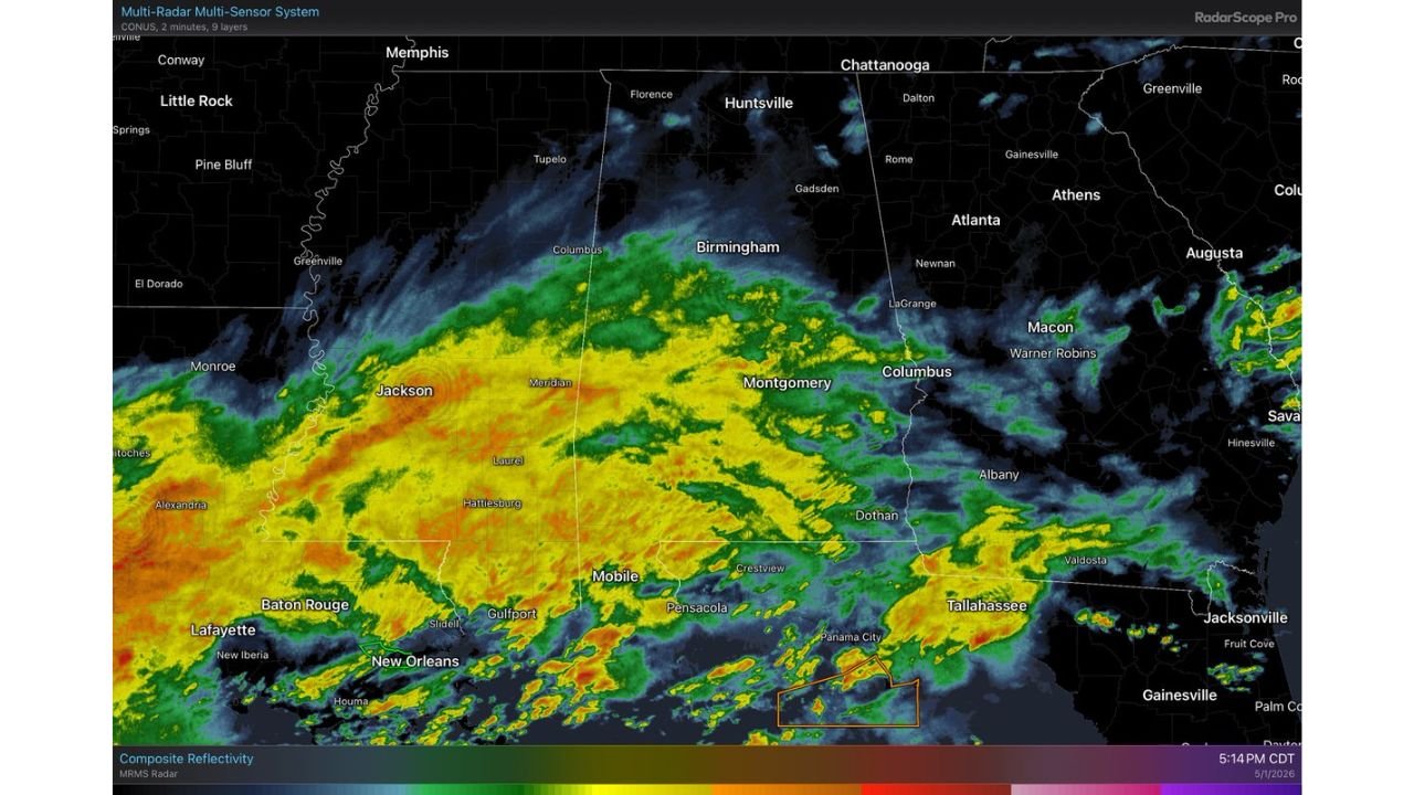 Heavy Rain Pushes Across Alabama Friday Evening Before Clearing Overnight and Giving Way to a Dry Weekend