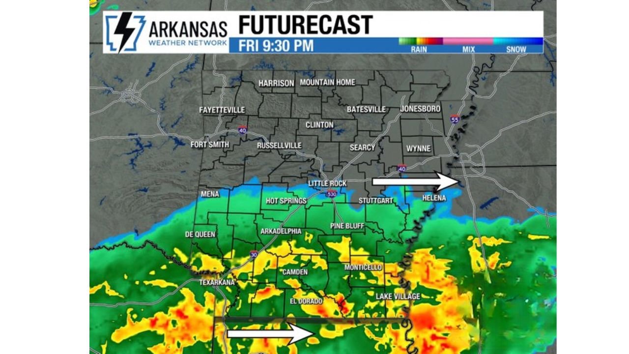 Much Needed Rain Returns to Southern Arkansas Friday With the Best Chances Along the Highway 82 Corridor South of Little Rock