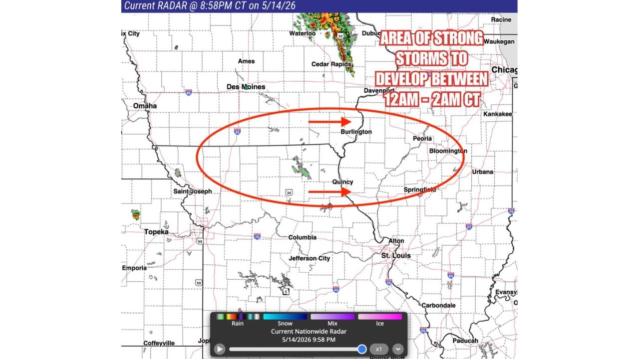 Strong Storms Set to Develop Overnight Across Missouri and Illinois Between Midnight and 2 AM Targeting the I-70 Corridor